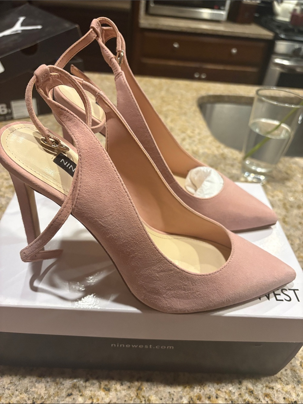 Nine West Dusty Pink Pointed Toe Slingback Heels